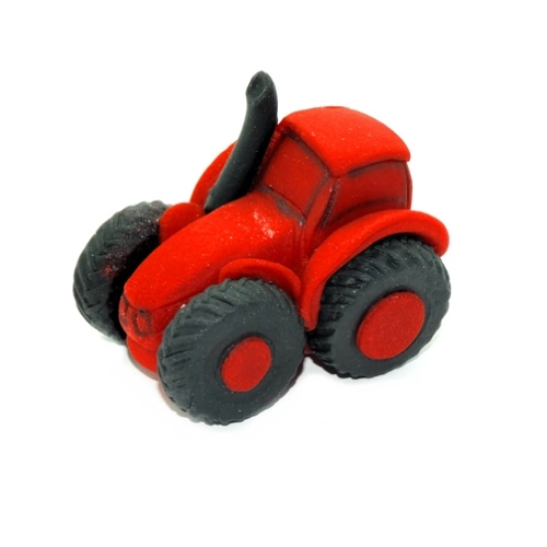 Figurka cukrowa traktor czerwony do dekoracji tortu ozdoby na tort urodziny